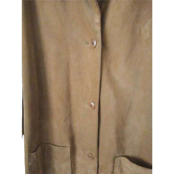 GAP Womens Brown Soft Calf Suede Blazer Coat Lined 3 Button Front Pockets US XL - Picture 9 of 11